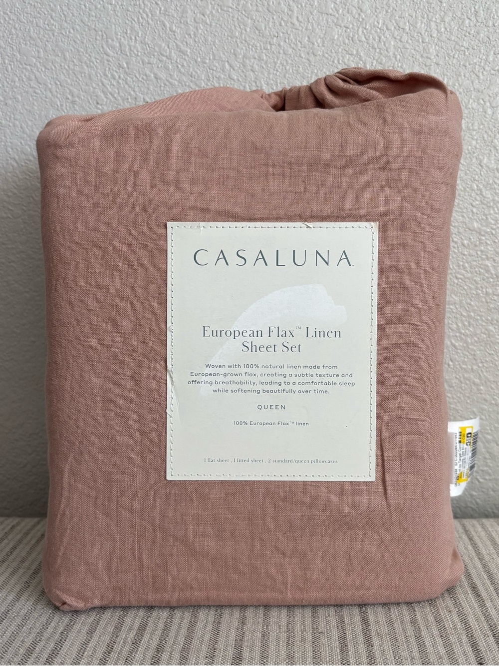 NWT Queen 100% Linen Sheet Set Light Adobe Clay - Casaluna